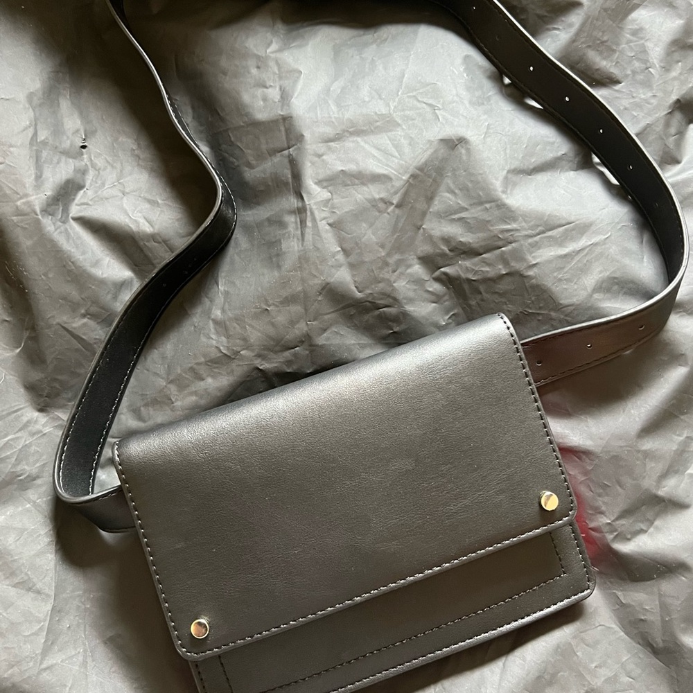 EXPRESS LEATHER MINI BELT BAG-BLACK & HOT PINK-FANNY PACK